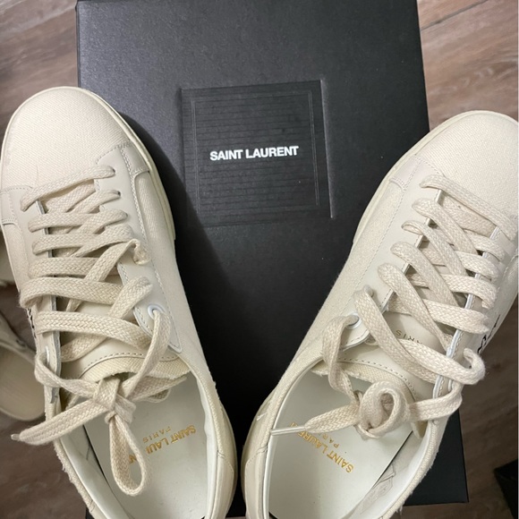 SAINT LAURENT.  COURT CLASSIC SL/06 EMBROIDERED SNEAKERS IN CANVAS AND LEATHER - Picture 2 of 4